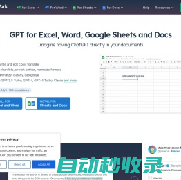GPT for Excel, Word, Google Sheets and Docs