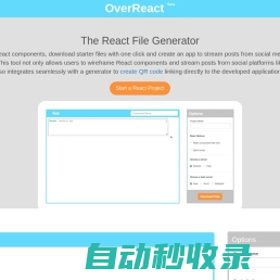 OverReact - React File & QR Generator, Social Media Integration