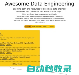 Awesome Data Engineering Learning Path - Best resources, books, courses