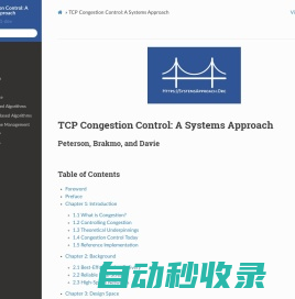 TCP Congestion Control: A Systems Approach — TCP Congestion Control: A Systems Approach Version 1.1-dev documentation