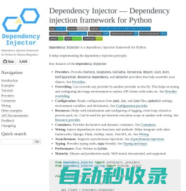 Dependency Injector — Dependency injection framework for Python — Dependency Injector 4.41.0 documentation